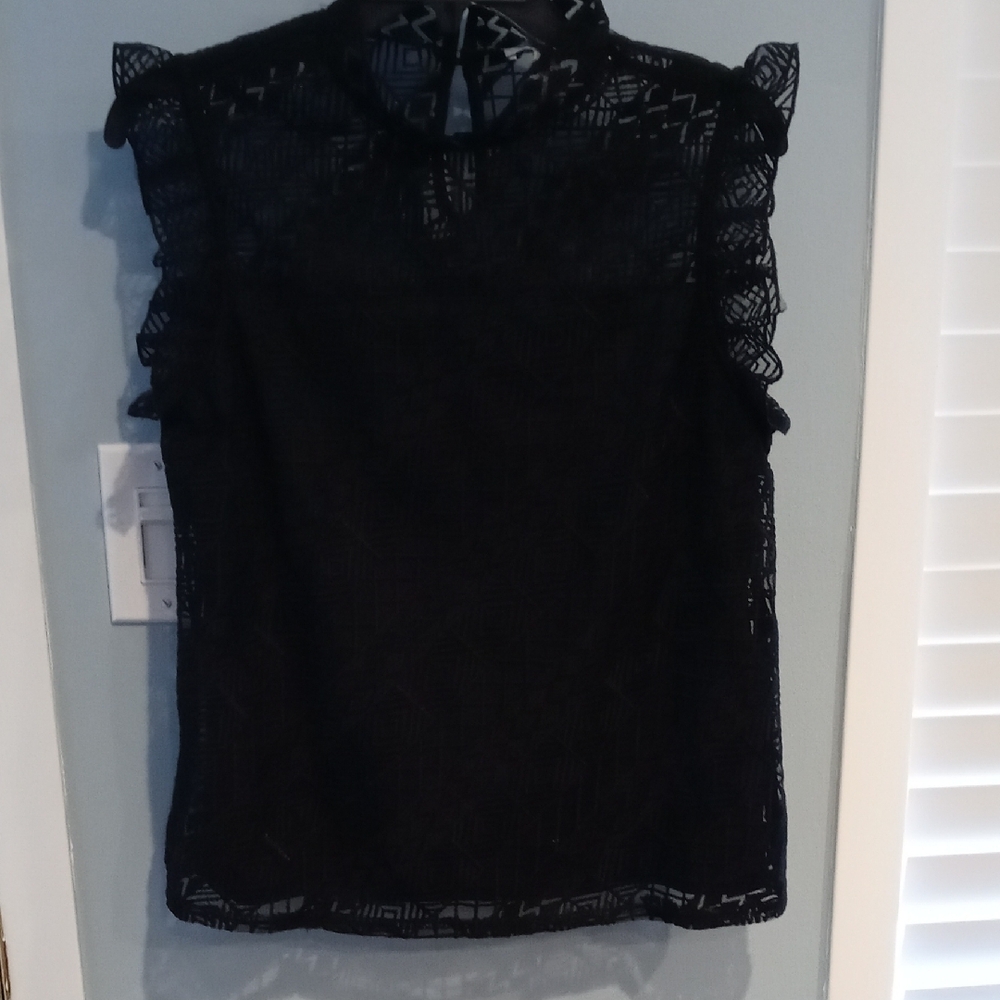 Elegant Black Med Lace Women's Top